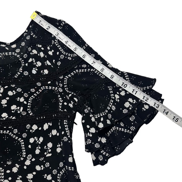 Free People | Women | Geo Garden Black White Floral Mini Shift Dress | Size 2 - Picture 6 of 15